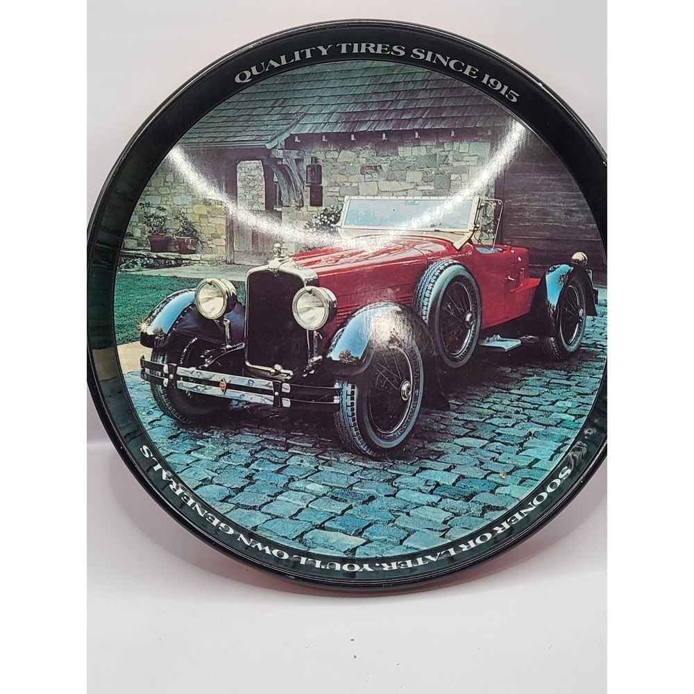 VINTAGE GENERAL TIRE TIN SERVING TRAY 1927 STUTZ BLACKHAWK SPEEDSTER
